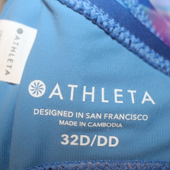 Athleta Square Neck Bra Cup Underwire Malibu Palm Print Tankini TOP 32D/… - Picture 11 of 14